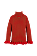 Robe courte col roulé lurex femme Rouge/or vue de dos