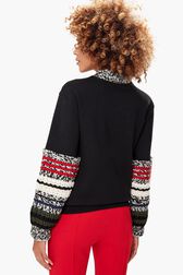 Sweat en coton femme Noir vue portée de dos