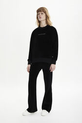 Women Velvet Flare Pants Black details view 1