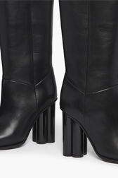 Black Leather Midi Boots Black details view 1