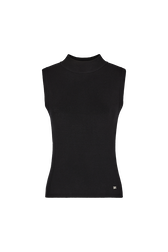 Sleeveless knitted sweater Black front view