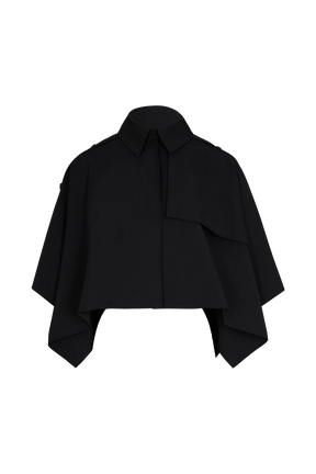 Women Gabardine Cropped Cape Black front view