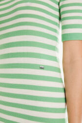 Striped short-sleeved mini dress with asymmetric collar Striped anise/white details view 1