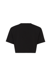 Short-Sleeved Cropped Crew Neck T-Shirt Black back view