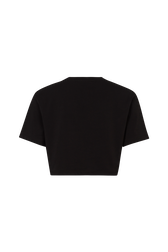 Short-Sleeved Cropped Crew Neck T-Shirt Black back view
