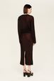Jupe crayon longue lurex femme Raye noir/bronze vue portée de dos
