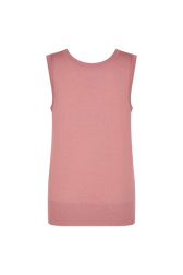 Sleeveless tank top in merino and silk Pink back view