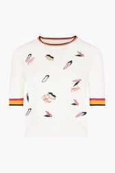 Short Sleeve SR Kiss Sweater White front view