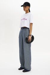 Short-Sleeved Cotton Cropped T-Shirt White details view 1
