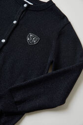 Girl Shiny Short Cardigan Black details view 2