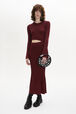 Bell Sleeve Crew-Neck Dress Claret front worn view