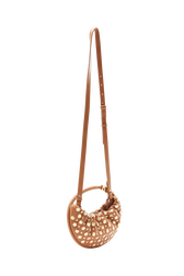 MIni Domino bag in leather and studs Brun back view