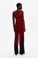 Robe longue fendue et asymétrique femme Rouge vue portée de dos