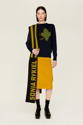Pull symbole trèfle femme Bleu nuit vue de détail 4