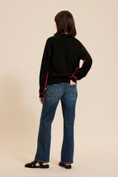 Pull à broderie motif bouche femme Noir vue portée de dos