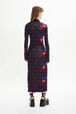 Women Cherry Print Viscose Maxi Dress Multico crea cherries back worn view