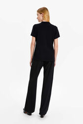 T-shirt coton femme Noir vue portée de dos