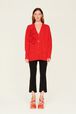 Women Flowers Cardigan Red front worn view