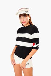 SR Heart Short Sleeve Sailor Sweater Black details view 1