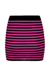 Mini jupe chaussette rayée femme Raye noir/fuchsia vue de dos