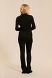 Women Ribbed Knit Cardigan Black back worn view