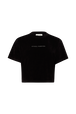 Short-sleeved velvet t-shirt Black front view