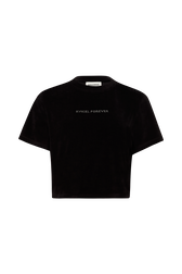 T-shirt manches courtes en velours Noir vue de face