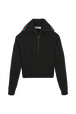 Women Zip Trucker Wool Cashmere Sweater Black front view