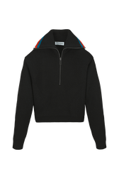 Pull col camionneur laine cachemire côtelé femme Noir vue de face