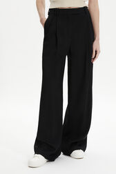Women Viscose Loose-Fit Trousers Black details view 1