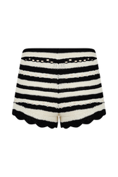 Short rayures ajourées bicolore femme Raye noir/ecru vue de face