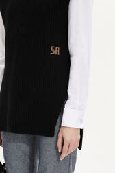 Sleeveless Turtleneck Jumper With Side Slits Black details view 2
