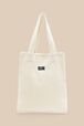 Women Heart Print Crochet Bag Ecru front view