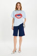 Knitted shorts Navy front worn view