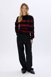 RYKIEL wool and lurex sweater Black/red front worn view