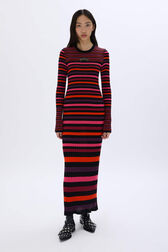 Striped woolen dress Striped multico front worn view