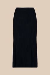 Women Ribbed Knit Long Skirt Black back view