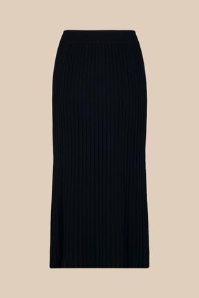 Jupe longue maille côtelée femme Noir vue de dos