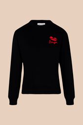 Sweat motif bouche femme Noir vue de face