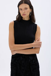 Sleeveless knitted sweater Black details view 2