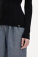 Open Knit V-Neck Cardigan Black details view 2