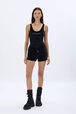 Velvet bodysuit Black front worn view