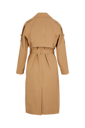 Trench ceinturé en gabardine Beige vue de dos
