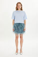 Feather mini skirt Blue grey front worn view