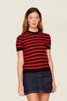 Sweater manches courtes Big Poor Boy rayé femme Raye noir/rouge vue de détail 1