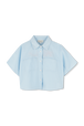 Chemise bleue manches courtes Raye bleu/blanc vue de face