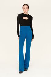 Women Plain Flare Pants Prussian blue details view 2