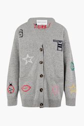SR Iconic Symbols Cardigan Grey front view