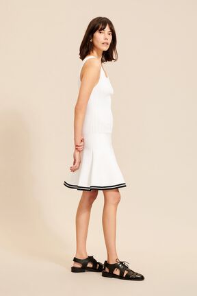 Robe débardeur ajustée maille torsadée femme Blanc vue de détail 1