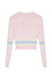 Women Colourful Stripes Wide Viscose Cardigan Baby pink back view
